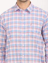 Men's Pink Casual Regular Fit Checkered Full Sleeves Shirt