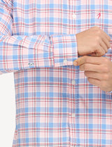 Men's Pink Casual Regular Fit Checkered Full Sleeves Shirt
