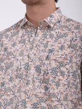 Men's Pink Casual Classic Cotton Printed Half Sleeves Shirt