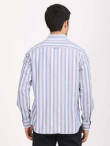 Men's Blue Casual Regular Fit Striped Full Sleeves Shirt