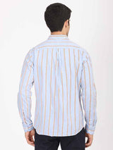 Men's Blue Casual Classic Cotton Striped Shirt