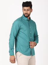 Men's Green Casual Classic Cotton Solid Full Sleeves Shirt