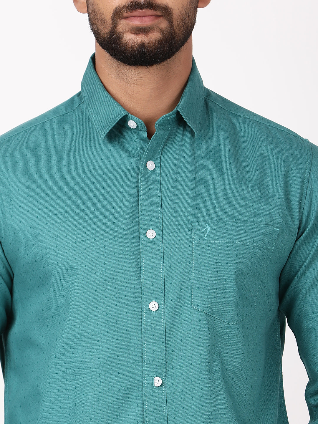 Men's Green Casual Classic Cotton Solid Full Sleeves Shirt