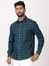 Men's Green Casual Regular Fit Checkered Full Sleeves Shirt