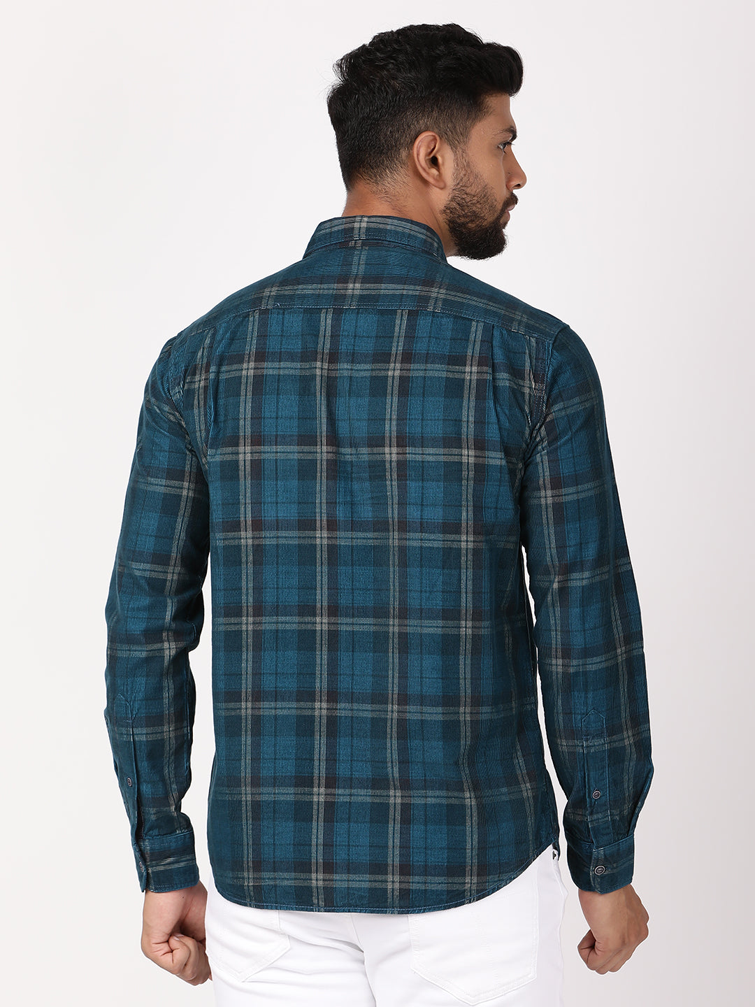 Men's Green Casual Regular Fit Checkered Full Sleeves Shirt
