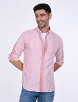 Men's Red Casual Regular Fit Striped Full Sleeves Shirt