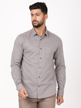 Men's Brown Casual Regular Fit Printed Full Sleeves Shirt