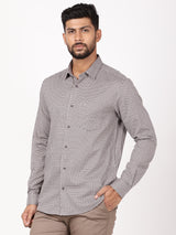 Men's Brown Casual Regular Fit Printed Full Sleeves Shirt