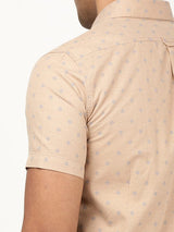 Men's Brown Casual Regular Fit Printed Half Sleeves Shirt