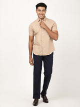 Men's Brown Casual Regular Fit Printed Half Sleeves Shirt