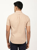 Men's Brown Casual Regular Fit Printed Half Sleeves Shirt