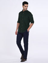 Men's Green Casual Regular Fit Printed Full Sleeves Shirt