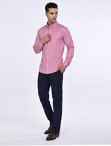 Men's Pink Casual Regular Fit Printed Full Sleeves Shirt