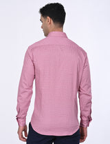Men's Pink Casual Regular Fit Printed Full Sleeves Shirt