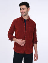 Men's Orange Casual Regular Fit Solid Full Sleeves Shirt