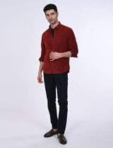 Men's Orange Casual Regular Fit Solid Full Sleeves Shirt