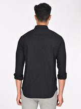 Men's Black Casual Regular Fit Solid Full Sleeves Shirt
