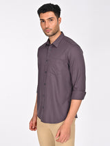 Men's Grey Casual Regular Fit Solid Full Sleeves Shirt