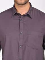 Men's Grey Casual Regular Fit Solid Full Sleeves Shirt