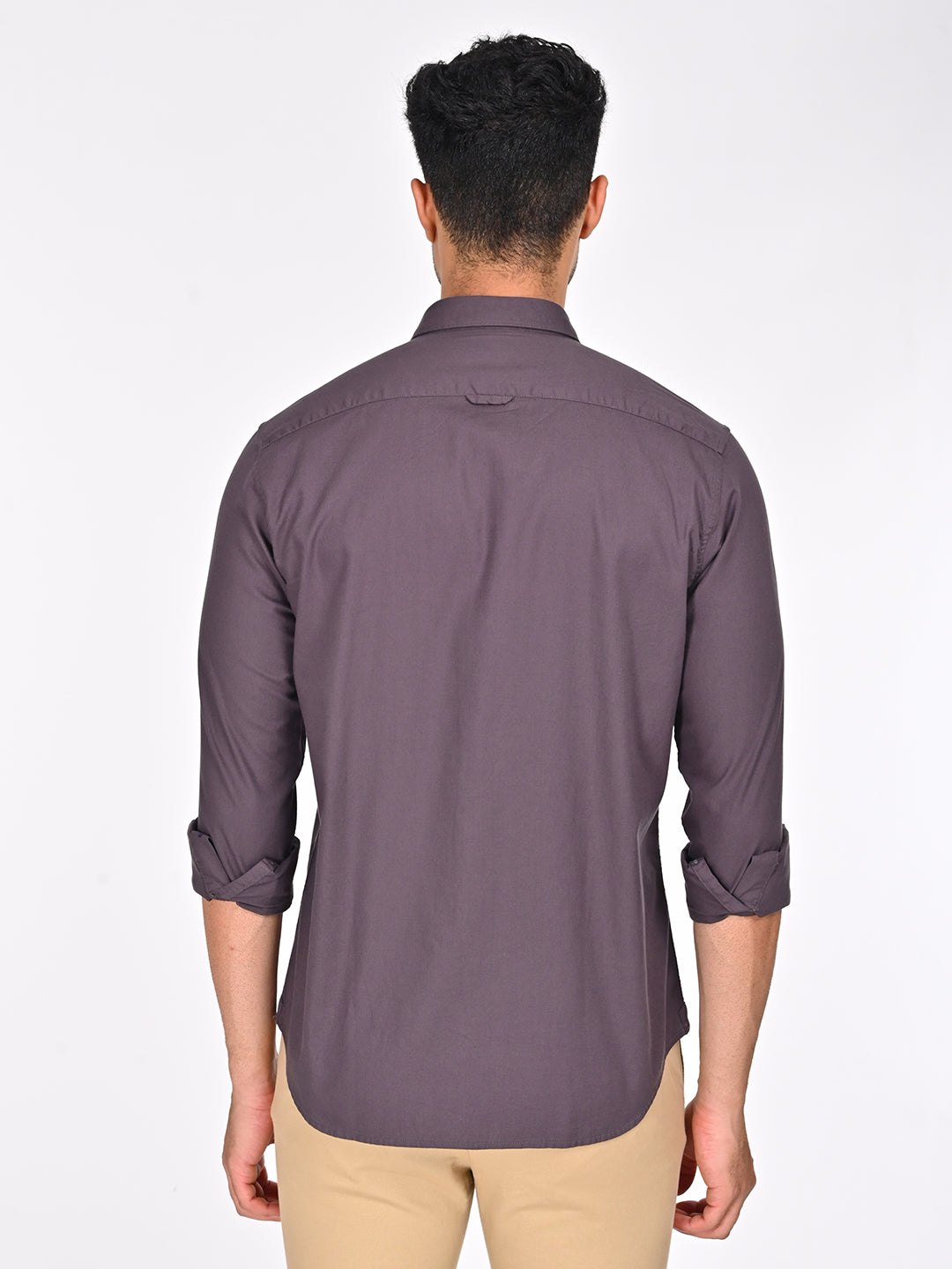Men's Grey Casual Regular Fit Solid Full Sleeves Shirt