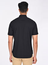 Men's Black Casual Regular Fit Solid Half Sleeves Shirt