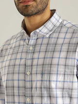 Men's Blue Casual Slim Fit Checkered Full Sleeves Shirt