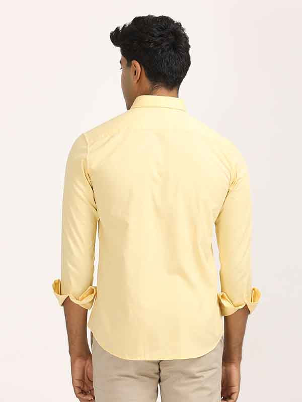 Men's Yellow Casual Regular Fit Solid Full Sleeves Shirt