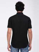 Men's Black Casual Regular Fit Solid Half Sleeves Shirt