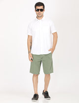 Men's White Casual Regular Fit Solid Half Sleeves Shirt