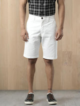 Men's White Casual Regular Fit Solid Shorts