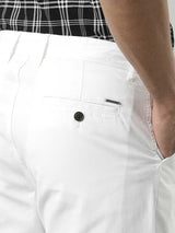 Men's White Casual Regular Fit Solid Shorts