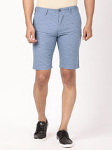 Men's Blue Casual Slim Fit Printed Shorts