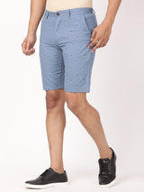Men's Blue Casual Slim Fit Printed Shorts