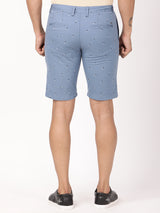 Men's Blue Casual Slim Fit Printed Shorts
