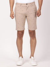Men's Pink Casual Slim Fit Printed Shorts
