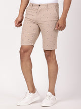 Men's Pink Casual Slim Fit Printed Shorts