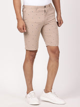 Men's Pink Casual Slim Fit Printed Shorts