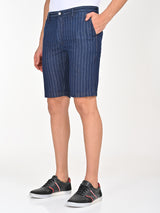 Men's Navy Casual Slim Fit Striped Shorts