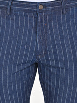 Men's Navy Casual Slim Fit Striped Shorts