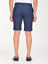 Men's Navy Casual Slim Fit Striped Shorts