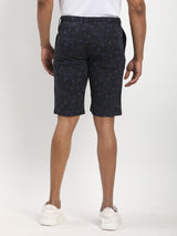 Men's Navy Casual Slim Fit Printed Shorts