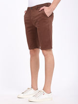 Men's Brown Casual Slim Fit Solid Shorts