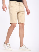 Men's Beige Casual Slim Fit Solid Shorts