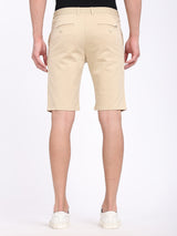 Men's Beige Casual Slim Fit Solid Shorts