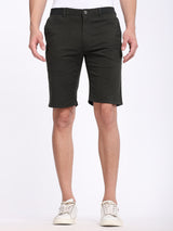 Men's Green Casual Slim Fit Solid Shorts