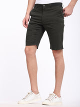 Men's Green Casual Slim Fit Solid Shorts