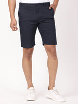 Men's Navy Casual Slim Fit Solid Shorts