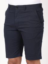 Men's Navy Casual Slim Fit Solid Shorts