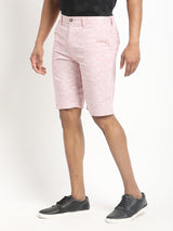 Men's Pink Casual Slim Fit Printed Shorts