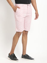 Men's Pink Casual Slim Fit Printed Shorts